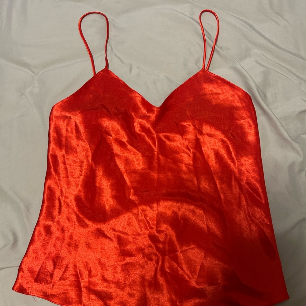 Red Satin Tank Top